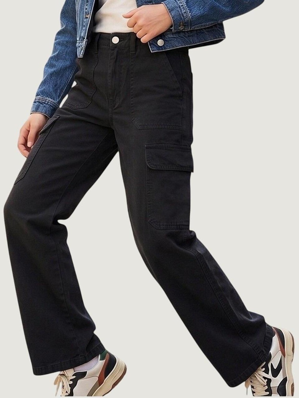 Zara Black Corduroy Cargo Jeans